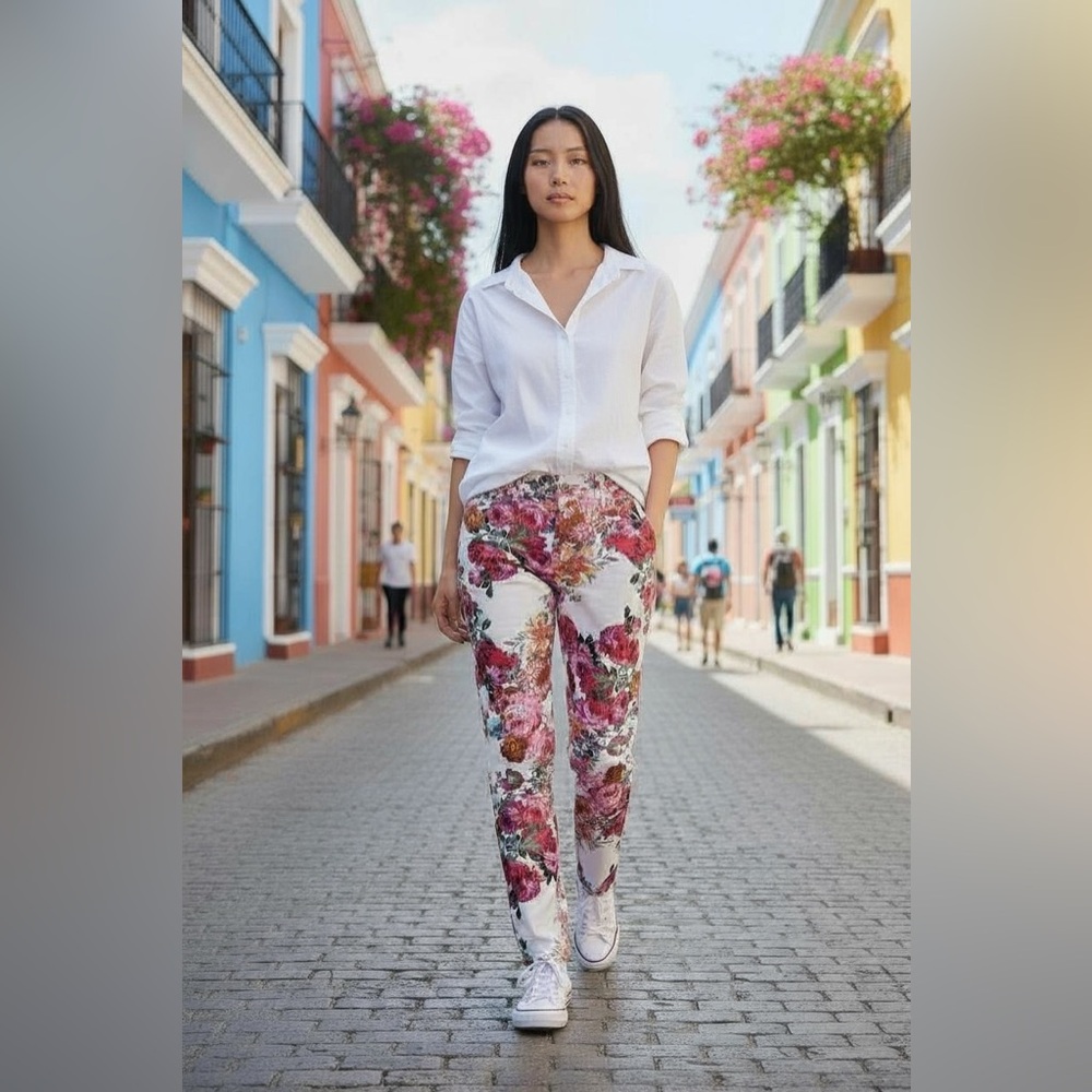 Pilcro by Anthropologie Floral Mid-Rise Skinny Jeans - Size 26